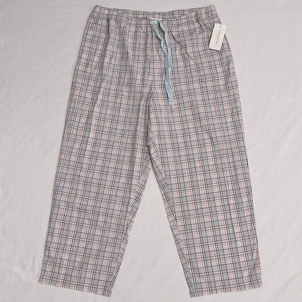 Casual 100% Cotton Lounge Summer Plaid Pants